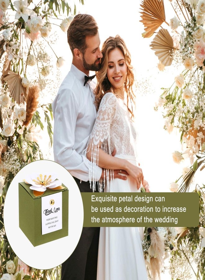 AojSup 36 Pcs Wedding Favor Boxes with Thanks Card, 2.56 Inch Square Flower Candy Boxes Paper bridal shower favor box for Guests Wedding Bridal Shower Birthday Party Anniversary (Green) - Image 4